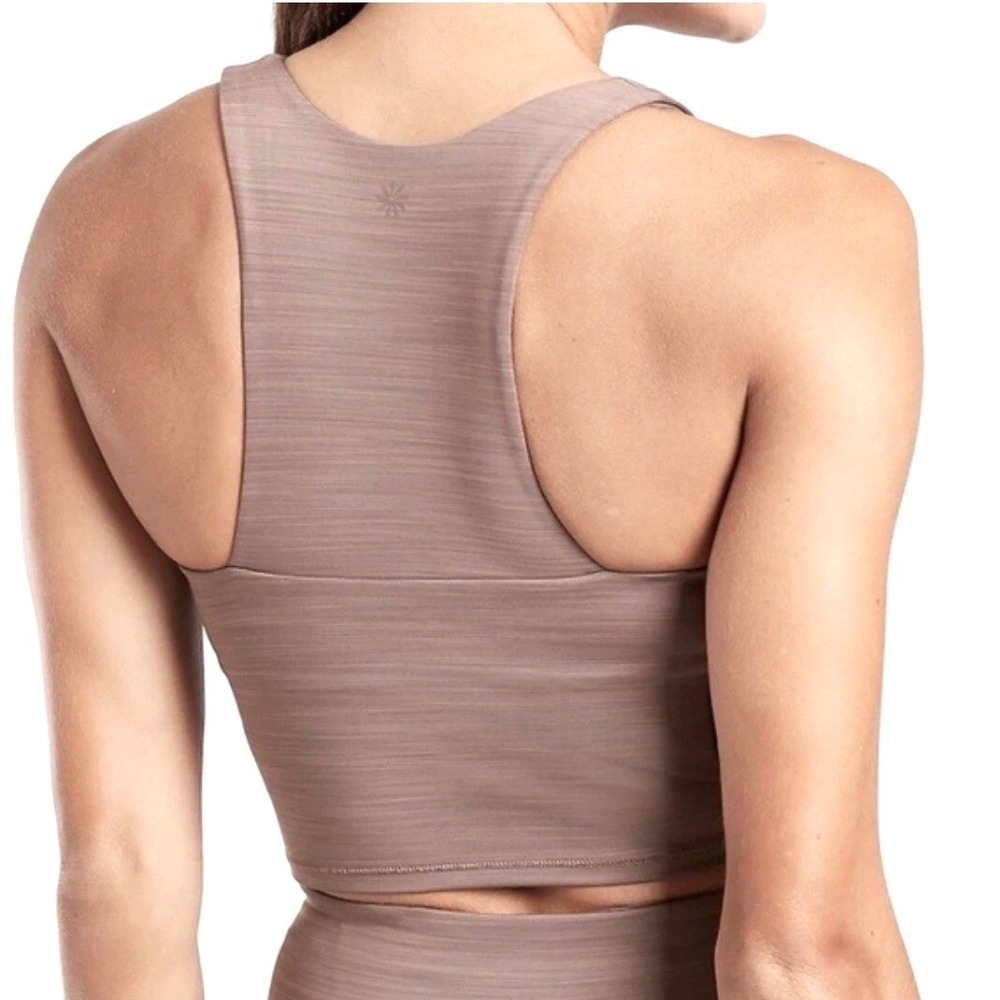 Athleta Ultimate Space Dye Crop Supersonic Bra Top Womens S Smoked‎ Almond Yoga - Picture 4 of 11
